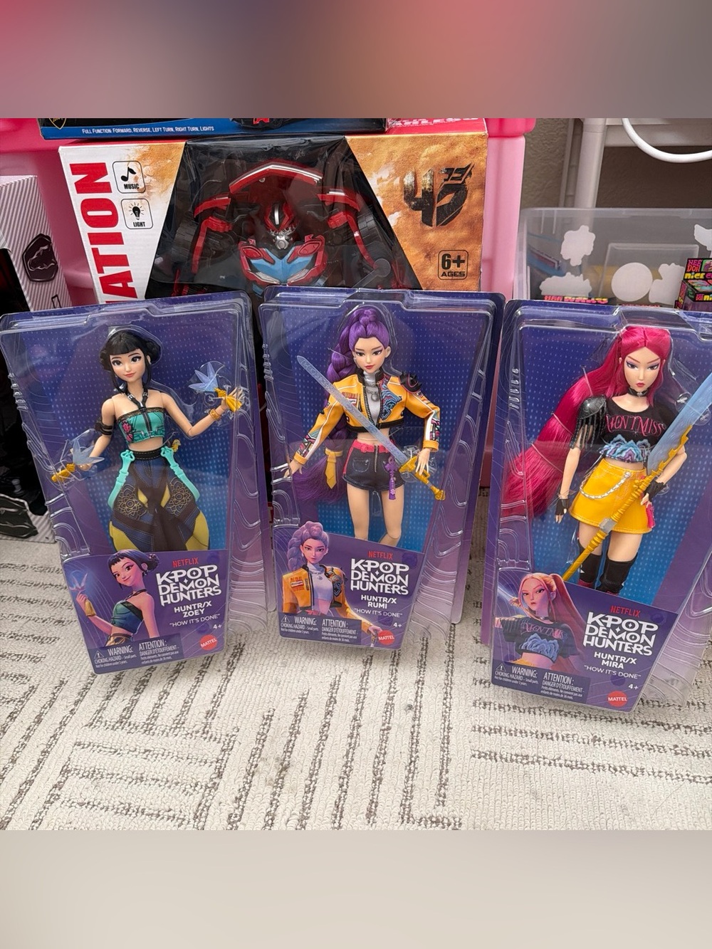 Netflix K-Pop Demon Hunters Dolls — Purple, Teal, Yellow, Pink Accents